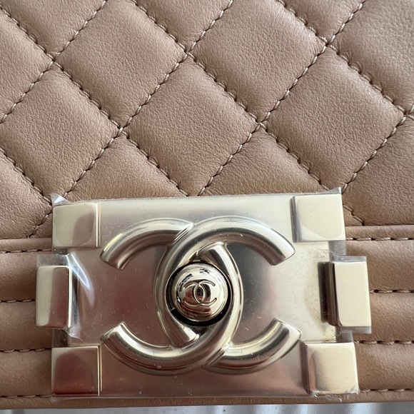 chanel boy small beige with shiny light gold hardware - Picture 6 of 14